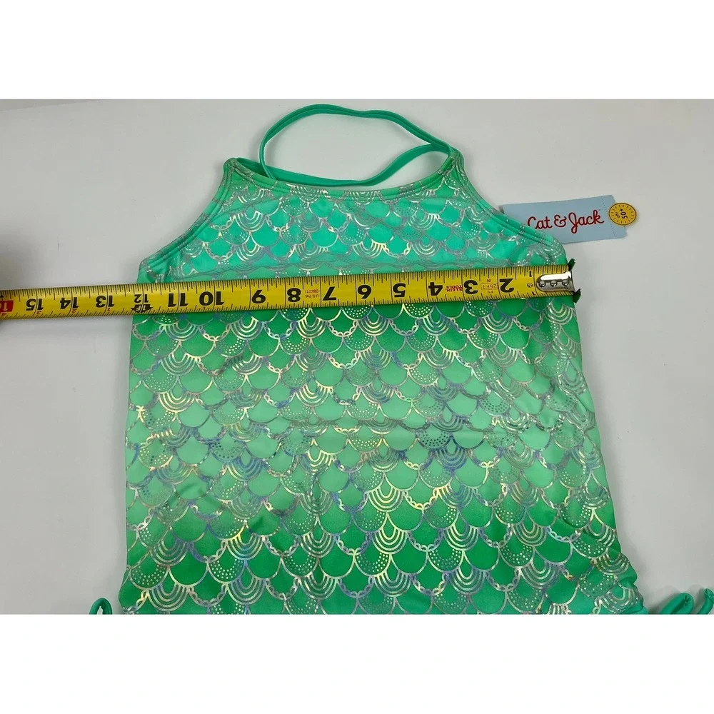 Cat Jack‎ Girls Mermaid Scale One Piece Swimsuit Green M8 Plus